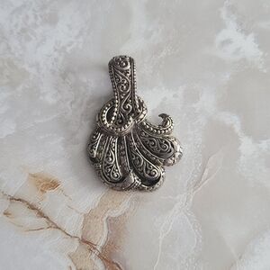 Intricate Sterling Silver Filigree Pendant, Bali-style